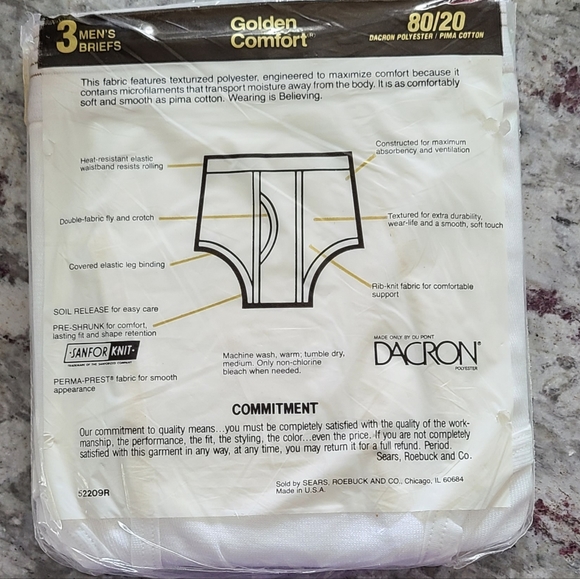 Sears Underwear & Socks Vintage Sears Full Cut Mens Briefs 3 Pack